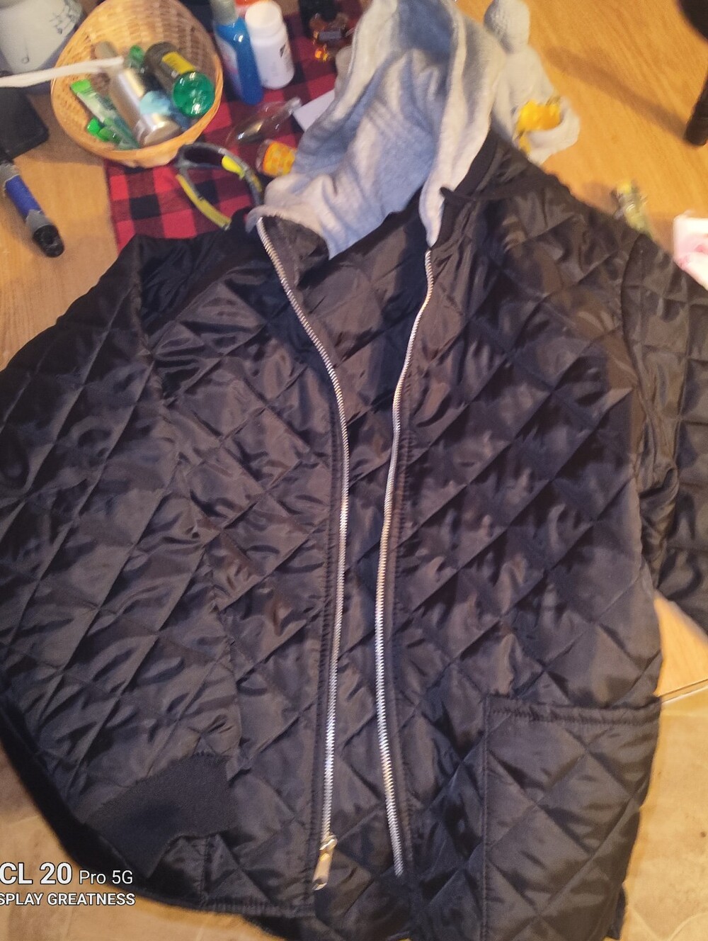 Men's Quilted Black Jacket with Hood